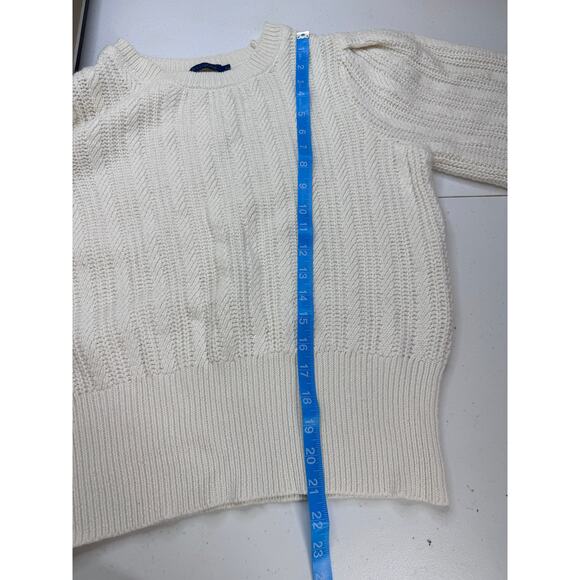 Biltmore Cable Knit Wool Blend Ivory Long Sleeve Sweater Women's Medium Classic - Picture 6 of 7